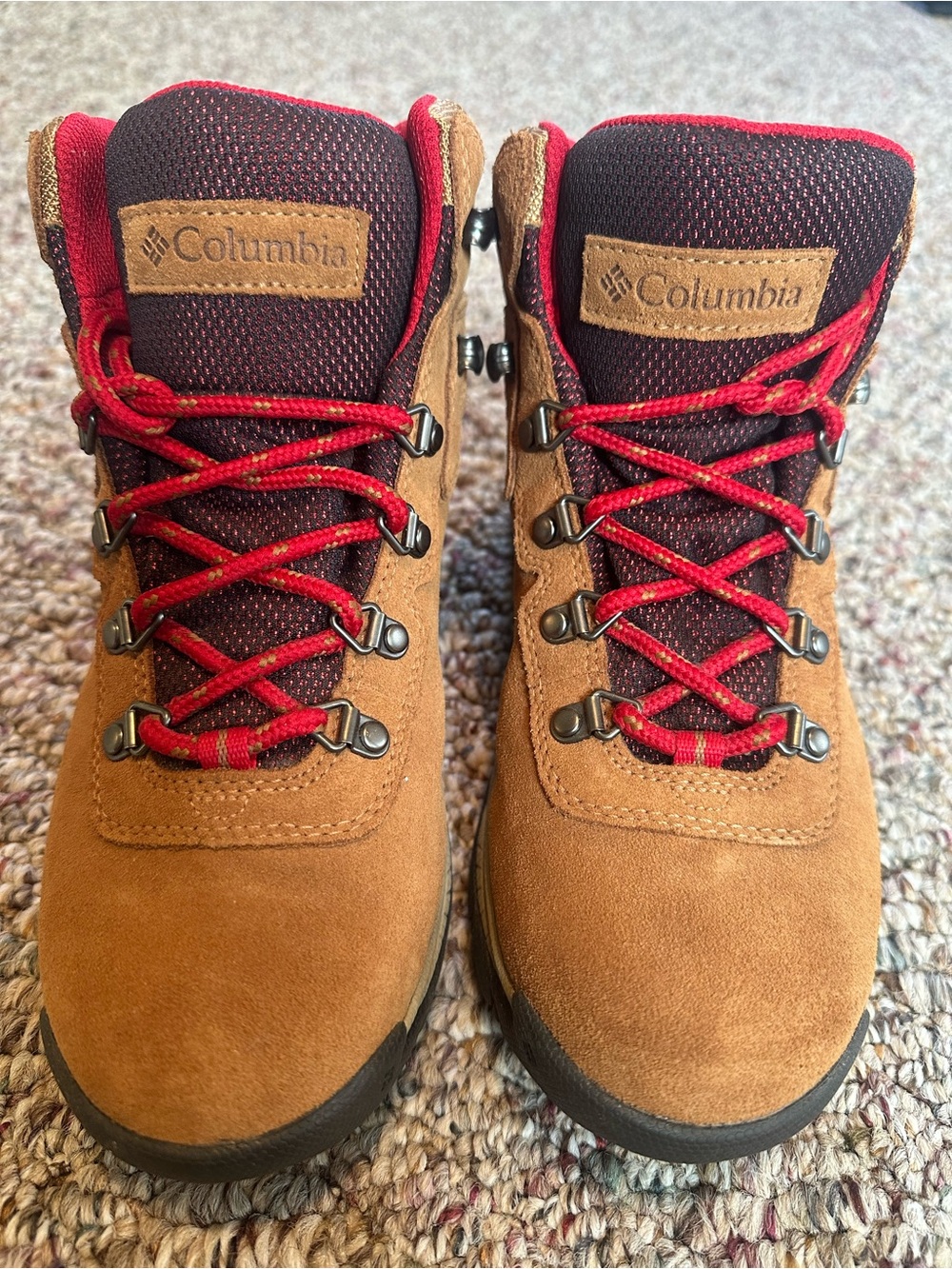 Columbia Women’s Brown Suede Hiking Boots with Red Laces